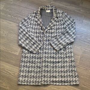 Melloday | Black And White Light Tweed Long Cardigan Sweater Size 2X